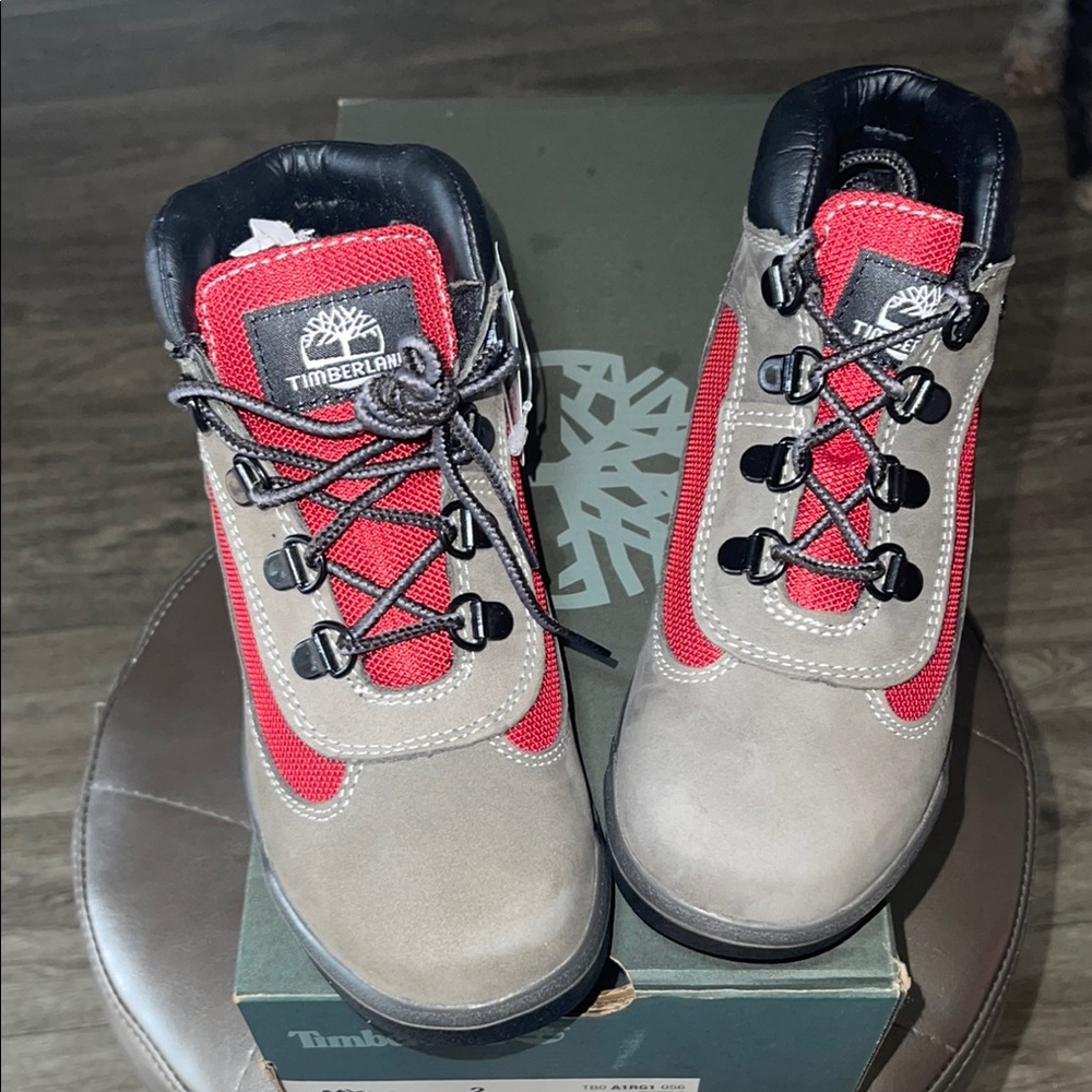 Timberland Red and Gray Outdoor Boots